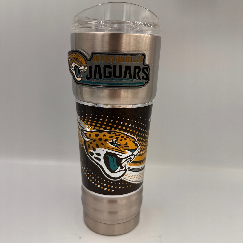 Jacksonville Jaguars NFL Stainless Steel Tumbler 3D Emblem Travel Mug Lid
